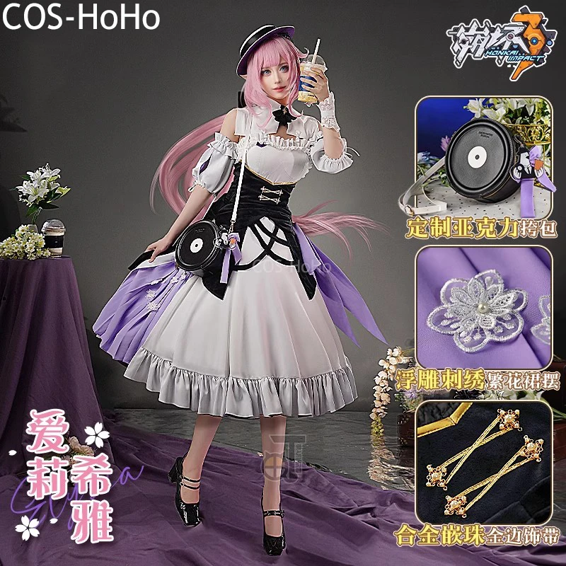 COS-HoHo Honkai Impact 3rd Elysia Sweet Memories Dal.Komm Game Suit Dress Uniform Cosplay Costume Halloween Party Outfit Women