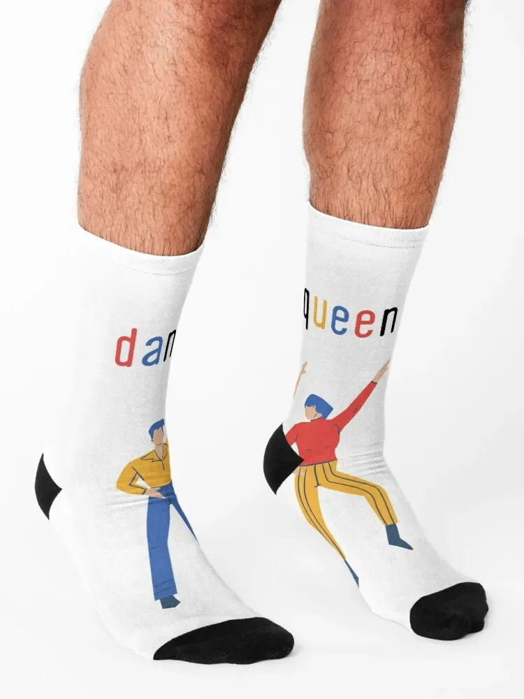 Homens e mulheres Groovy Dancing Queen Socks, meia colorida engraçada