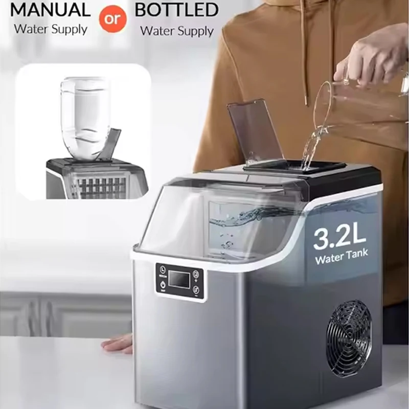 Mini Automatic Electric Ice Maker Bullet Round Block Ice Cube Making Machine 30kgs/24H Small Bar Milk Tea Coffee Shop EU