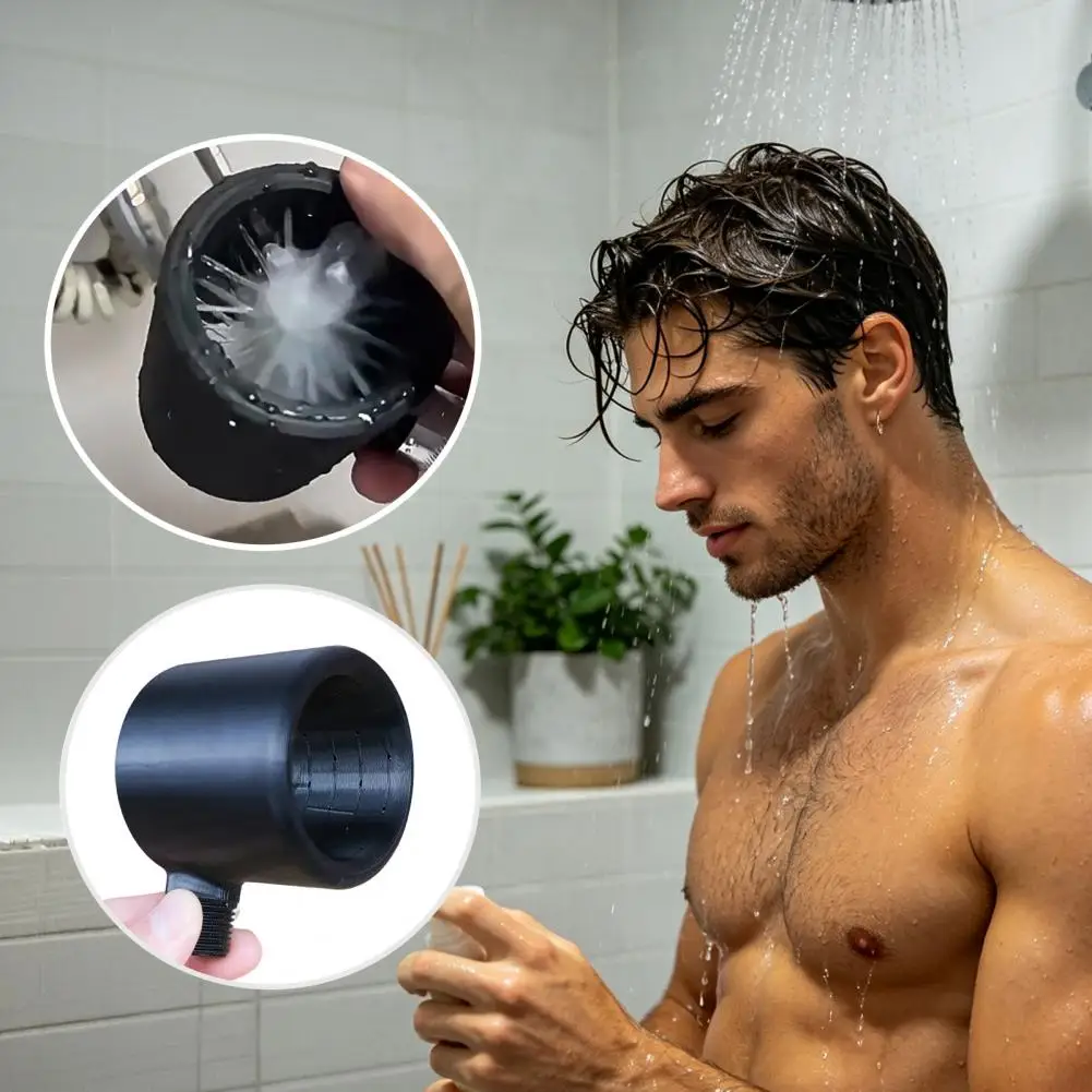 Men Shower Nozzle Supercharging Hydromassage Standard Thread Interface Fits Most Pipes 360Degree Ring Water Spray Spiral Nozzle.