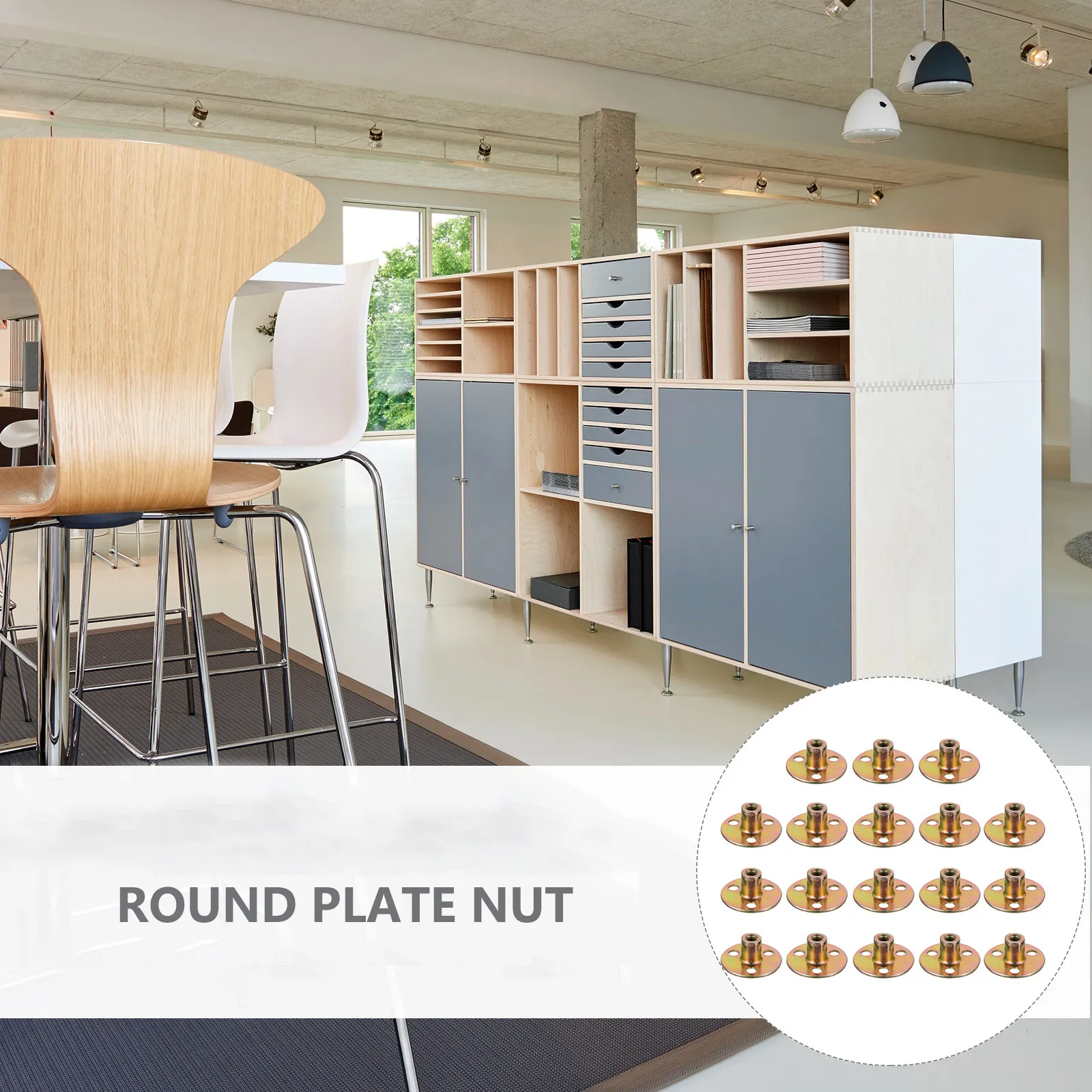 18Pcs Iron Screw Nuts Flange Plate Round Base Three Hole Design for Furniture Feet Ceiling Suspension Wall Bracing Pressure