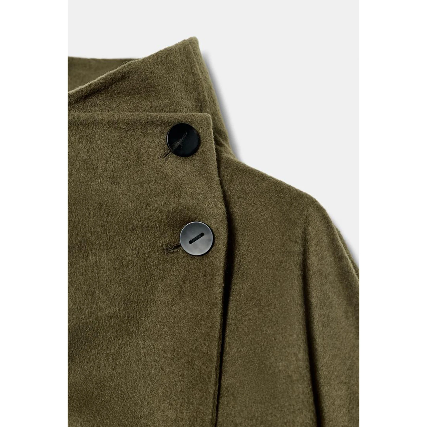 Herbst Neue Damen Lange Sve Hoher Kragen Mantel mit Knoten Taille Gürtel Polyester Faser 00% Faionable Oberbekleidung