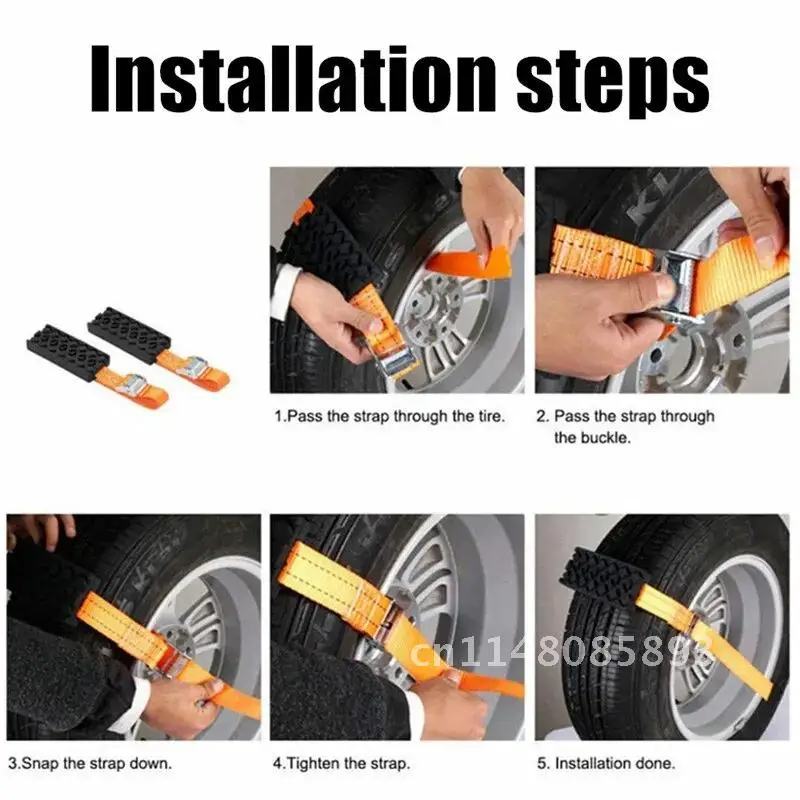 

1/2PCS Durable PU Anti-Skid Car Tire Traction Blocks With Bag Emergency Snow Mud Sand Tire Chain Straps For Snow Mud Ice