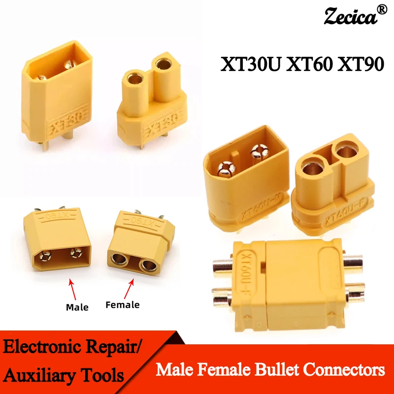 

2 - 200pcs XT30U XT60 XT90 Male Female Wire Terminals Bullet Plug Connector Cable for RC Model Aircraft Lithium Battery Tools