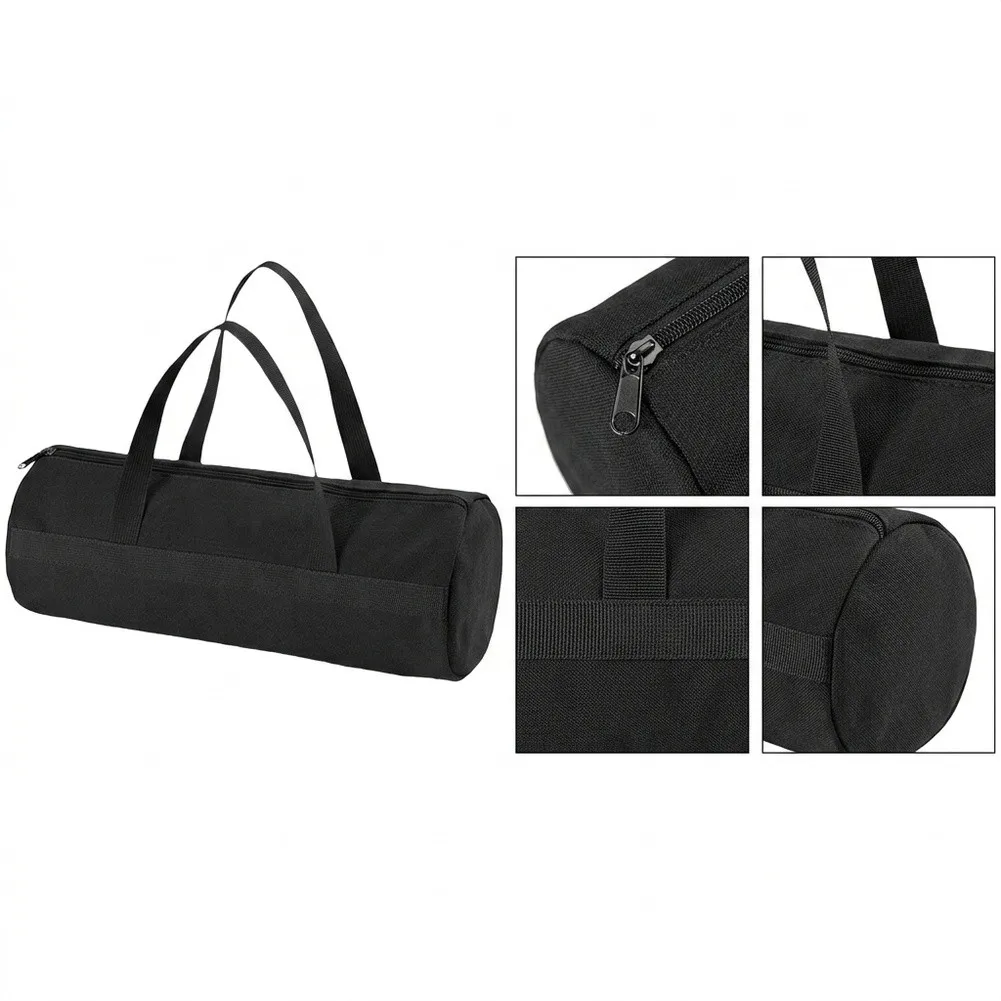 Heavy-Duty Canvas Tool Tote Bag With Zipper, 12x4 Inch Small Electrician Pouch For Mechanic Repair Storage, Black