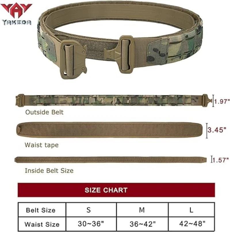 YAKEDA Battle Molle Riggers Belt Duty Belt Heavy Duty Anti-Slip Pad & Inner Belt Comb 3-In-1 System