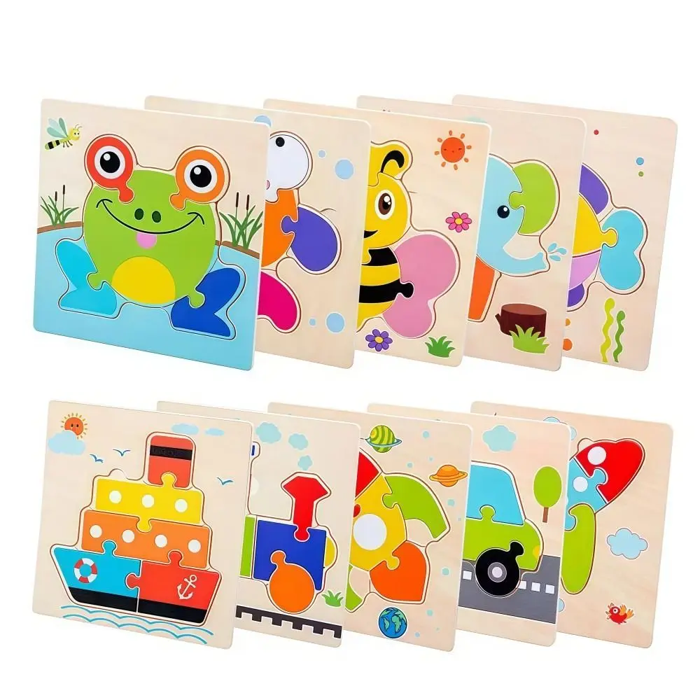 

Fun 3D Wooden puzzle Safe Cartoon Animals Cognitive Jigsaw Puzzle Portable Lifelike Intelligence Puzzle Set Kid Educational Toys