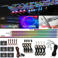 LED Car Interior Ambient Strip Lights RGB Fiber Optic Atmosphere Neon Lighting Kit W/ APP Remote Control Auto Decorative Lamps