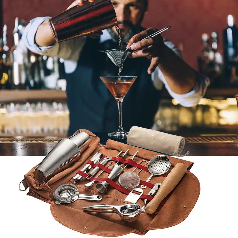 

Bar Bartender Carrying Bag Creative Bartender Canvas Toolkit Professional Bartender Travel Bag Cocktail Shaker Set Organizer