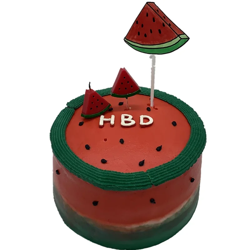 2pcs Birthday Cake Watermelon Creative Candles Smokeless Cute Children\'s Party Decoration Ins