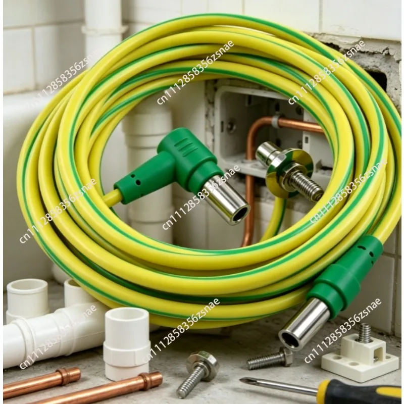 PV & Building Earthing 3M 4mm² Low‑Resistance Equipotential Bond Socket Cable For Cabinet Bathroom Grounding Installation