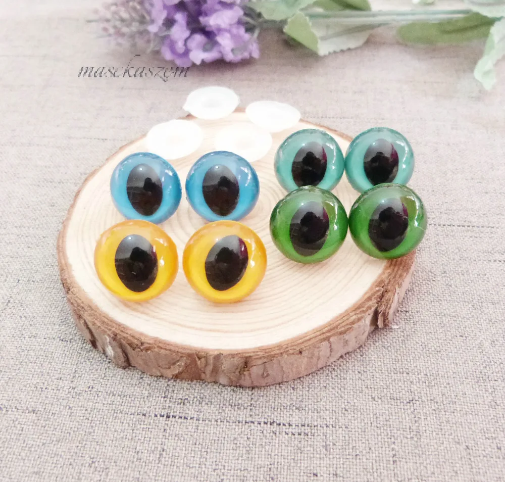 300pcs 14mm/16mm/18mm plastic safety toy cat eyes & white hard washer for diy doll findings-green/yellow/blue/lake blue option