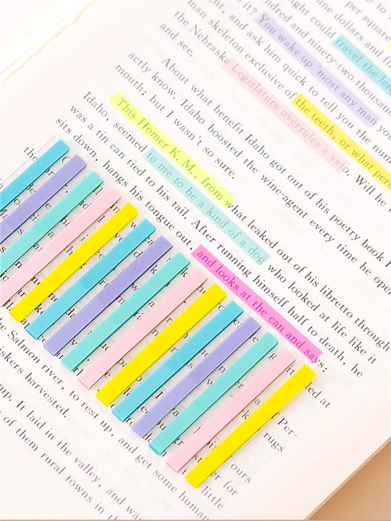 300 Stück Lesehilfe-Highlight-Aufkleber, transparent, fluoreszierend, Index-Tabs, Flaggen, Schreibwaren, Schule, Bürobedarf – Detail 9