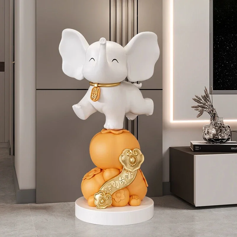 Elephant ornament, large floor-to-ceiling lucky home furnishing living room entranceTV cabinet soft decoration gothic home decor