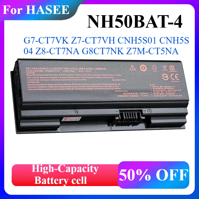 NH50BAT-4 Laptop Battery Replacement for HASEE Thunderobot 911ME Clevo NH50RA NH55RCQ NH58RDQ NH70RHQ CNH5S01 6-87-NH50S-41