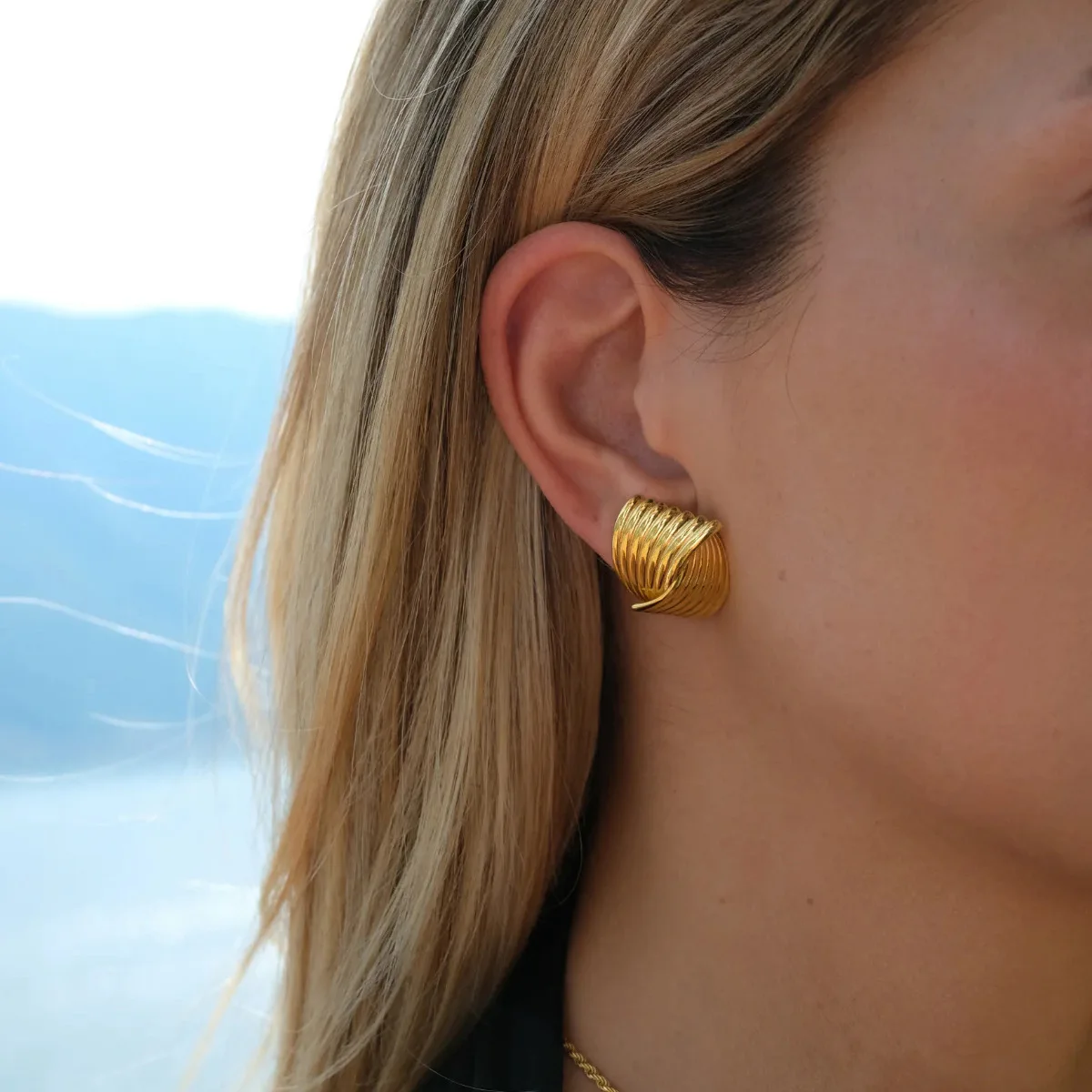 Simple Textured Stud Earrings Irregular Geometry Alloy Earring For Women Trendy Jewelry Gift Women\'s Earrings