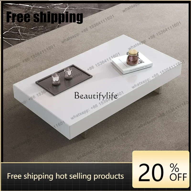 Customization White Suspended Telescopic TV Cabinet Living Room Simple High-end TV Cabinet Coffee Table Combination