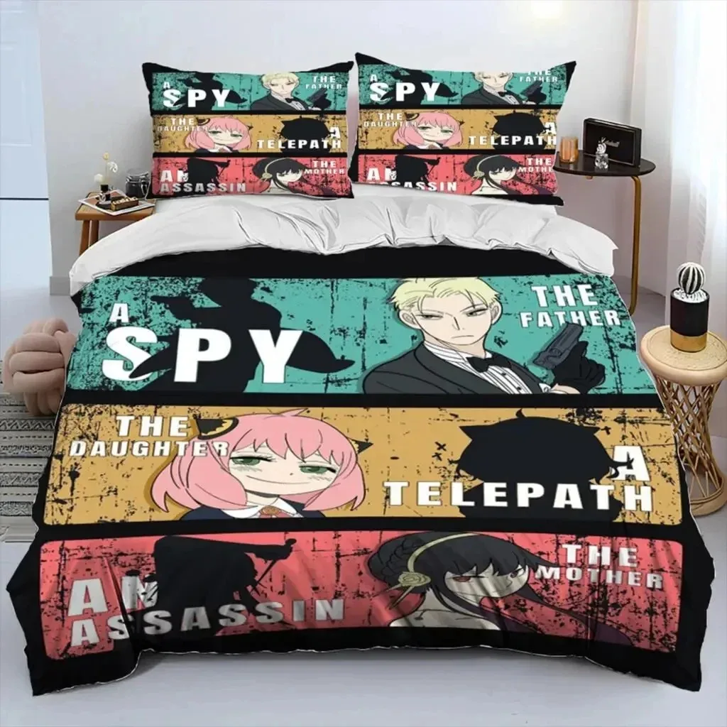 3D Anime SPY×FAMILY Anya Bedding Set,Duvet Cover Comforter Bed Set Quilt Cover Pillowcase,King Queen Twin Size Boys Girls Adults