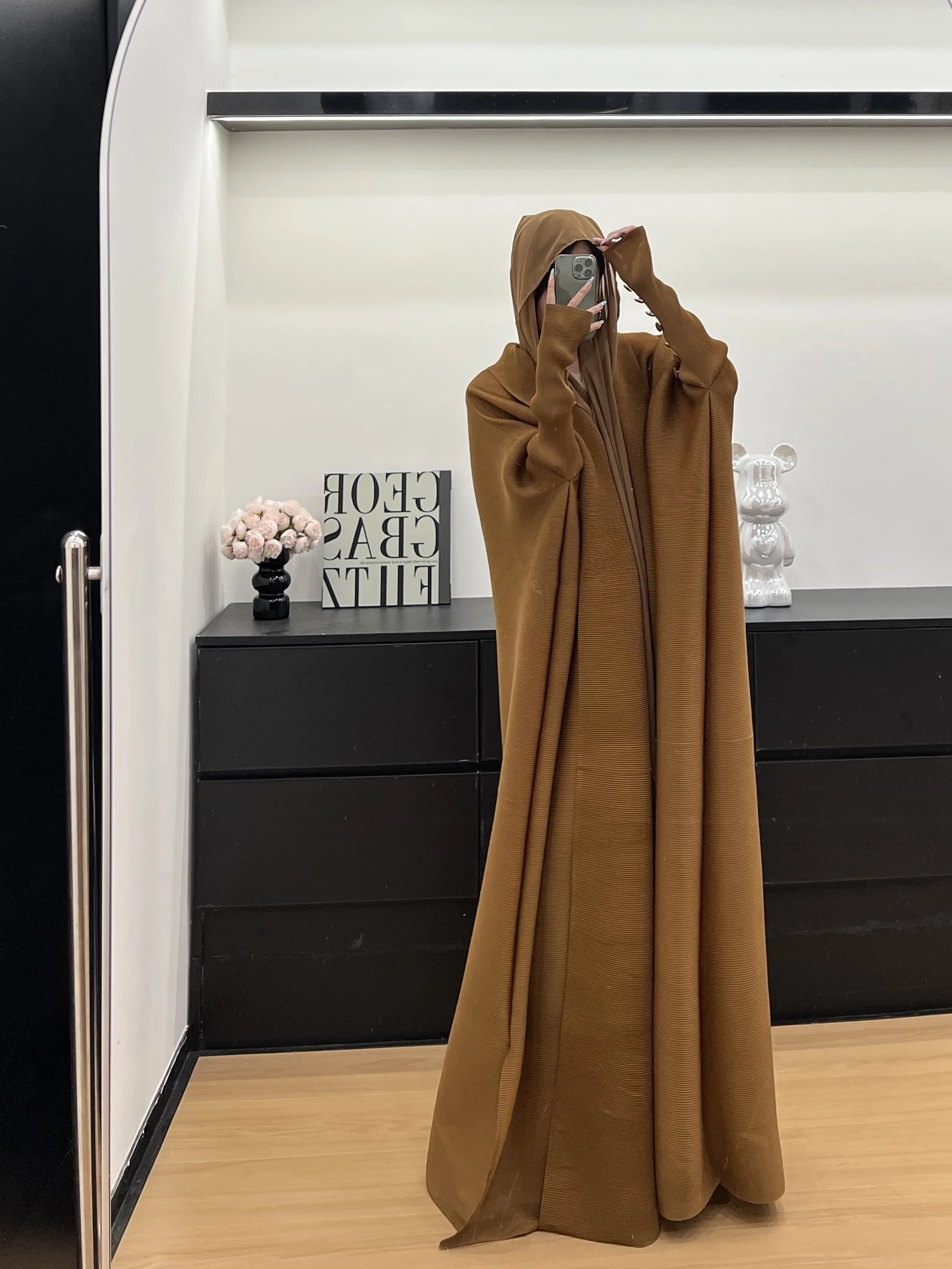 Miyake Pleated Solid Color Jacket 2025 Spring New Loose Casual Hooded Cardigan Robe