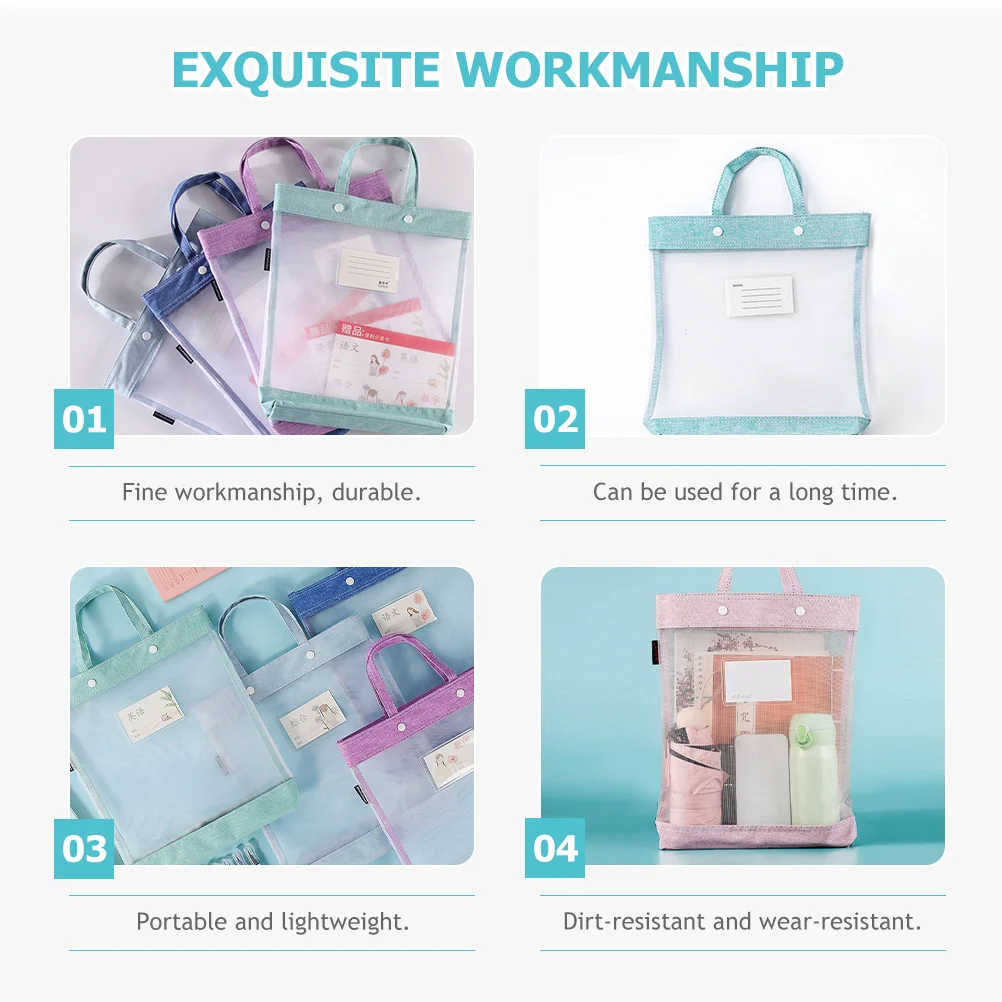 

2Pcs File Bag Document Folder Snap Button Portable Nylon Document Organizer Handheld File Holders for Students Office