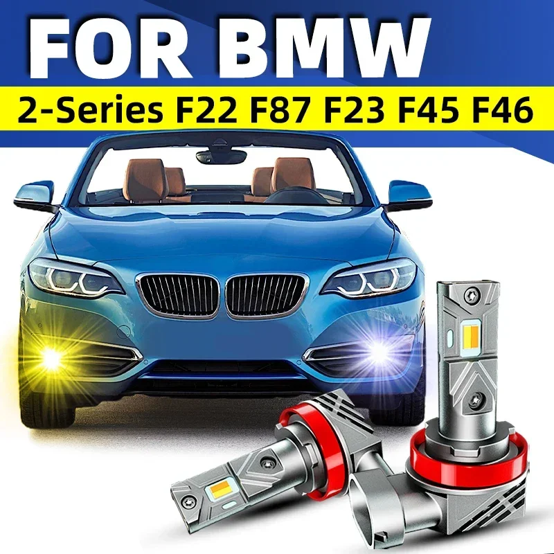 

2x Car LED Front Fog Lights Bulbs Dual Colors Switchback White Yellow For BMW 2-Series F22 F87 F23 F45 F46 2014-2021 2015 2018