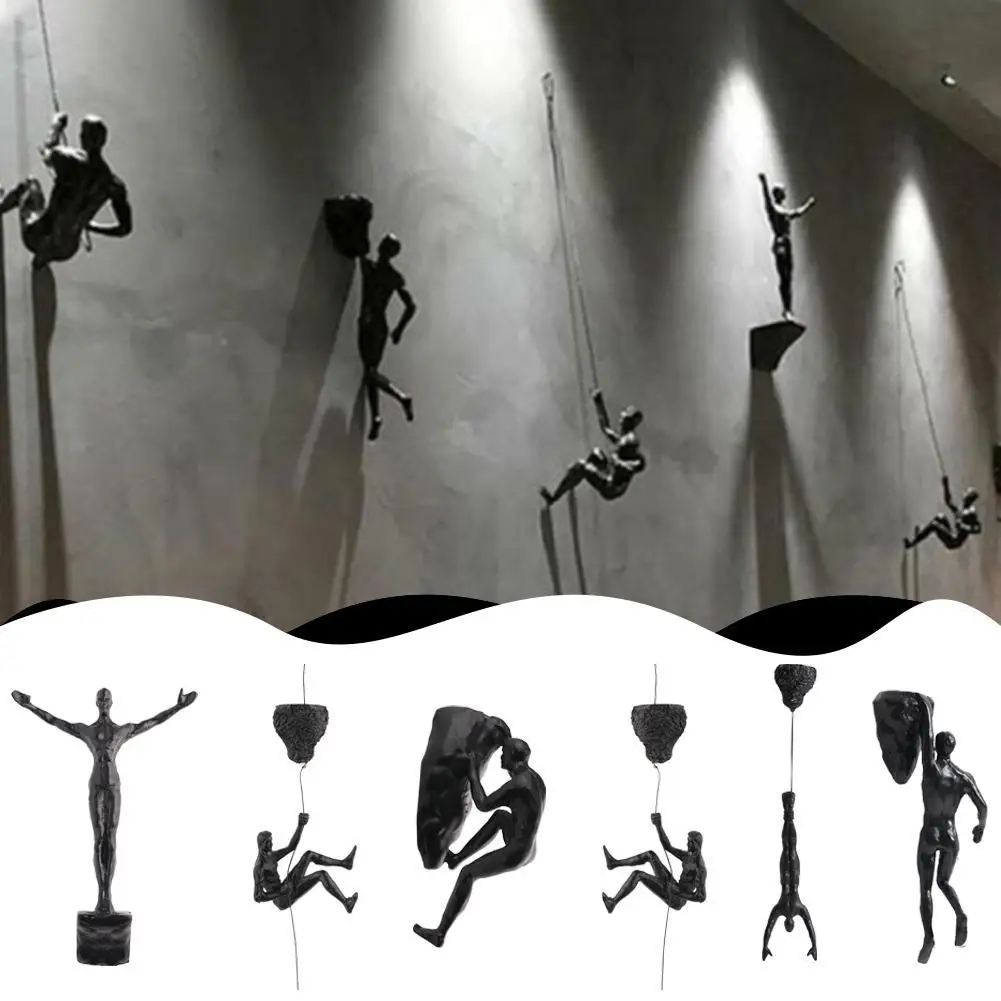 Climbing Athlete Man Art Sports Wall Hanging Ornaments Home Figures Miniatures Rock Climbing Man Resin Sculptures Statue ﻿