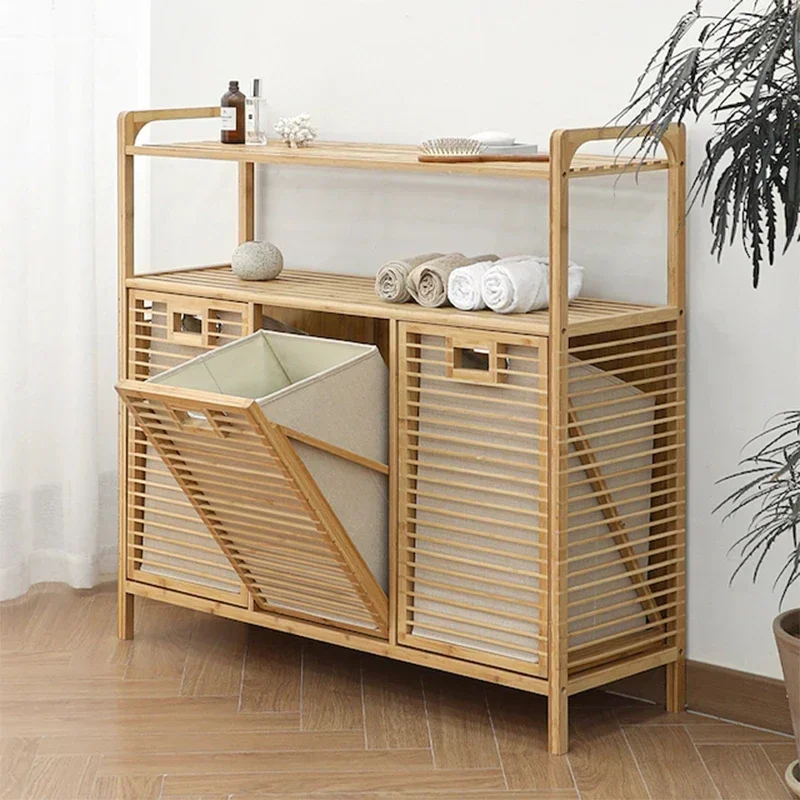 

Bamboo Bucket Cabinet Bedroom Locker Against The Wall Clothing Classification Storage Rack Simple Multi-layer Floor Storage Rack