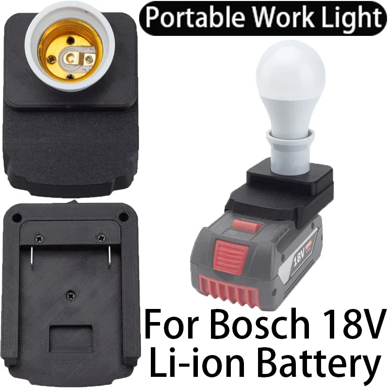 Ampoule LED portative à douille E27 pour batterie Li-ion Bosch 18V 5W lampe de travail LED ampoule E27 lampe de travail sans fil Portable