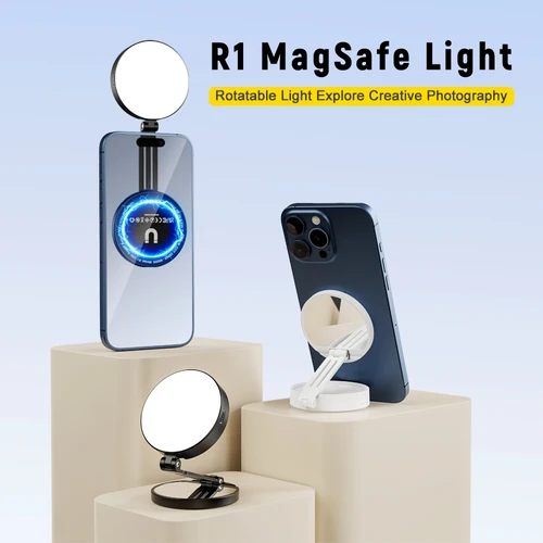 Imagen 1 del producto LUXCEO R1 MagSafe Flip Selfie Luz de relleno para Vlog Livestream Fotografía Luz magnética portátil para teléfono inteligente para iPhone