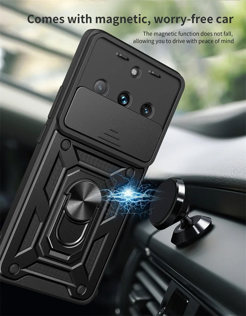 Armor Case For OPPO Realme 11 Pro Plus Cover Magnetic Car Holder Ring Funda For Realme 11 Pro 5G 11Pro+ Slide Lens Protect Coque