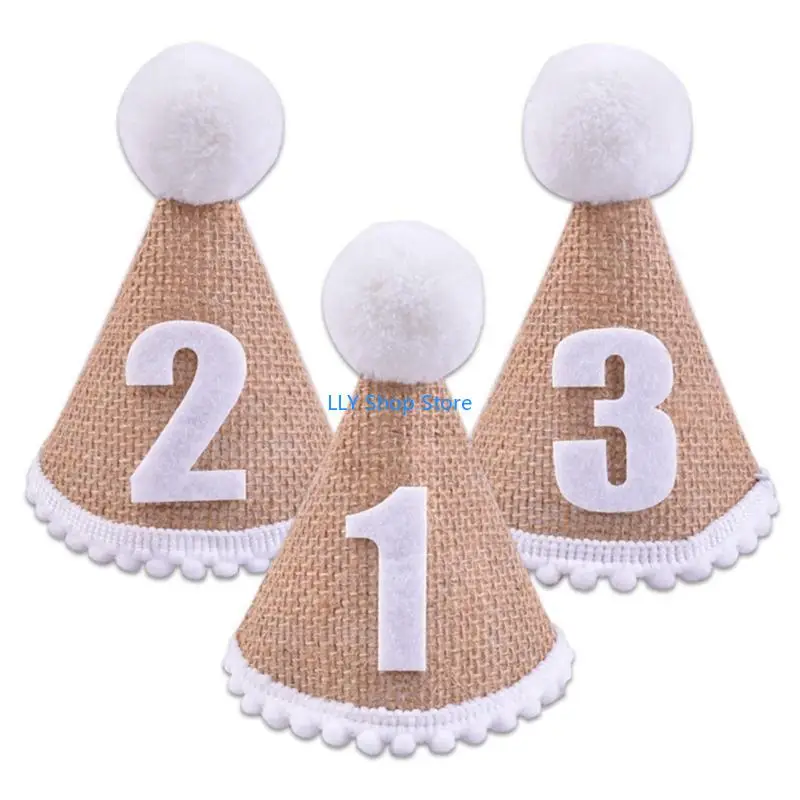 T8UD Universal Baby Party Hat 3 تاج قبعة حفلة عيد ميلاد الديكورات غطاء الرأس الكلاسيكي
