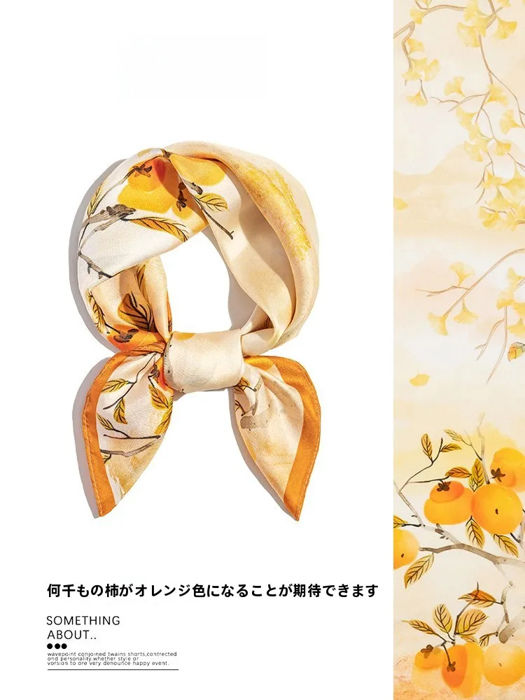 シルクスカーフ-教師の日ギフト-ネクタイ-スクエアスカーフ-春の新作-高齢の母向け-中国風-デジタルスプレー塗装