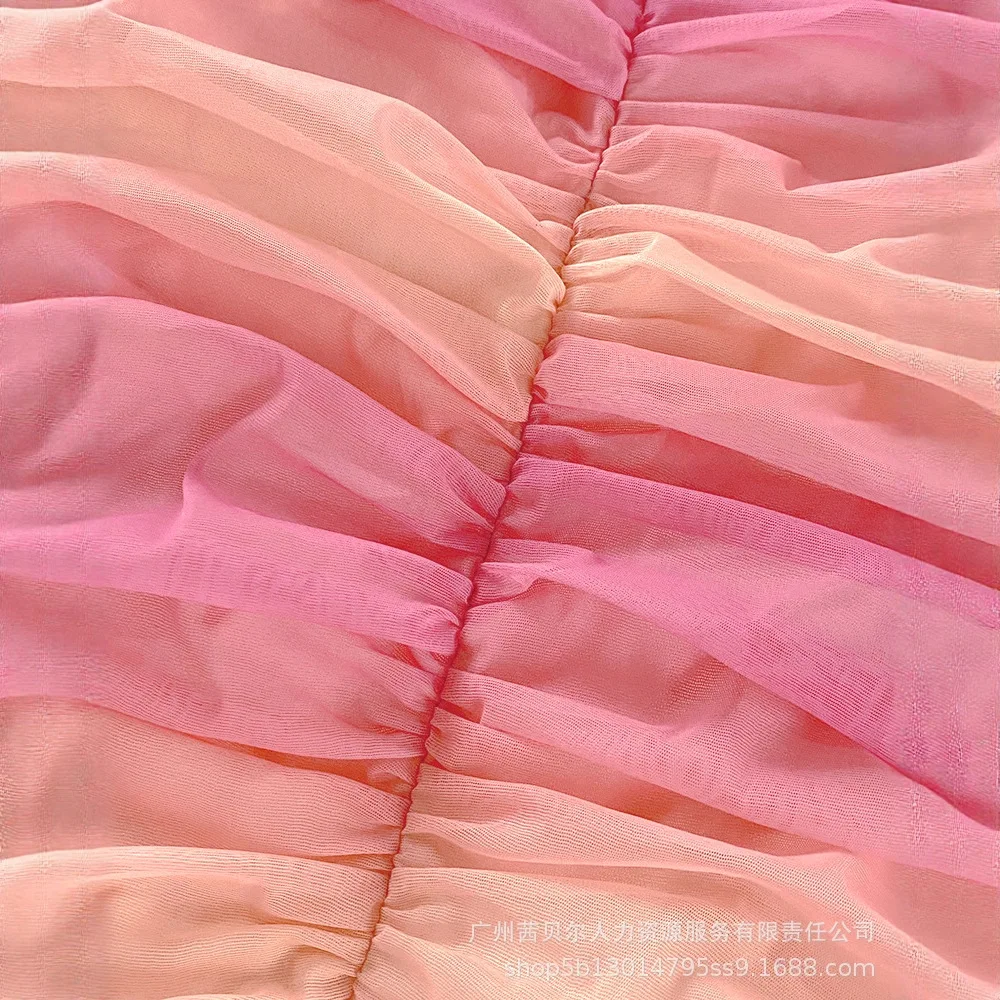 Abiti da donna Abito plissettato Sfumato Sheer Slash Neck Lunghezza pavimento Vita stretta Leggero Strech Slim Elegante Party 2025 Autunno