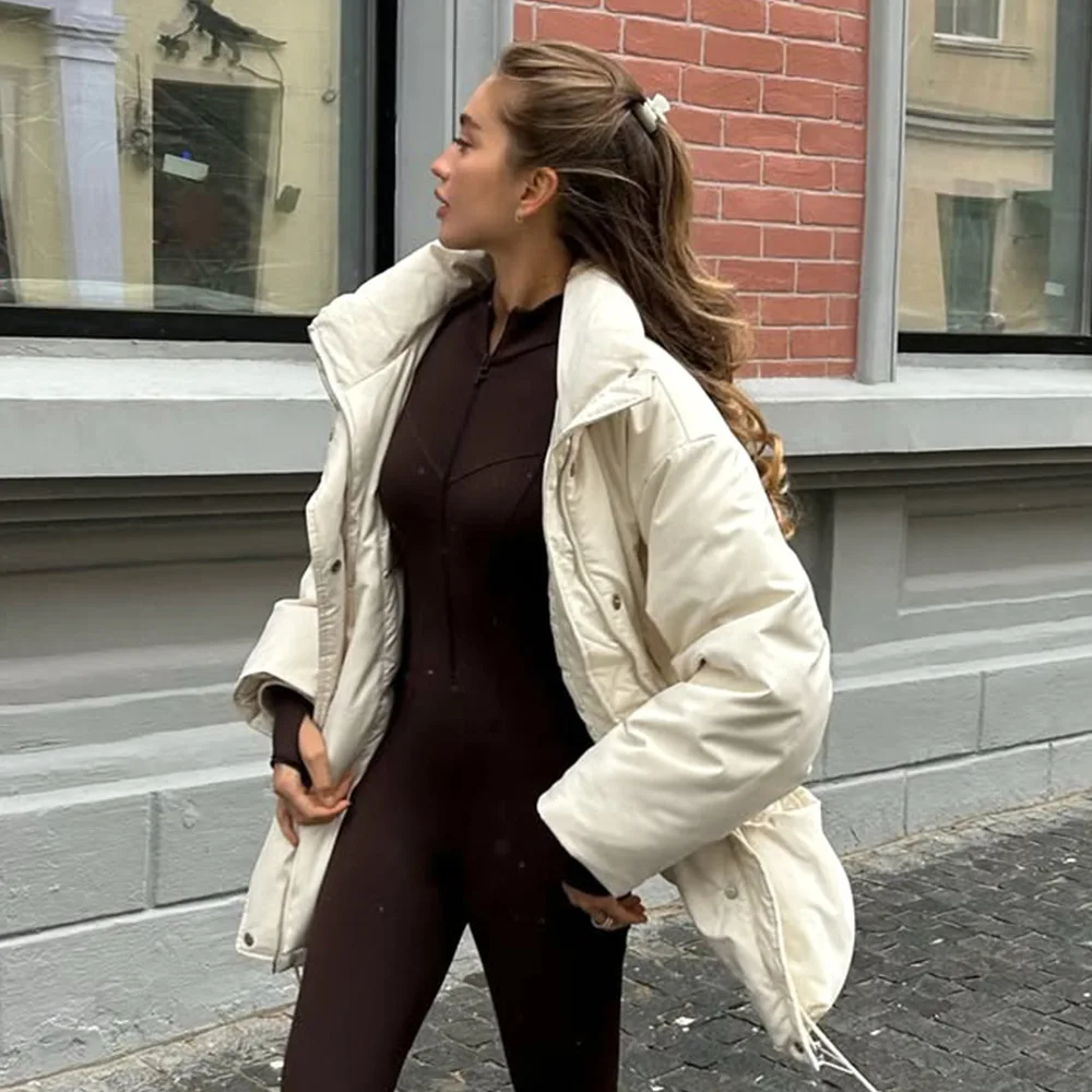 Cappotto casual in cotone caldo di lusso leggero originale autunno e inverno donna semplice tinta unita sciolto spesso ufficio pendolarismo quotidiano