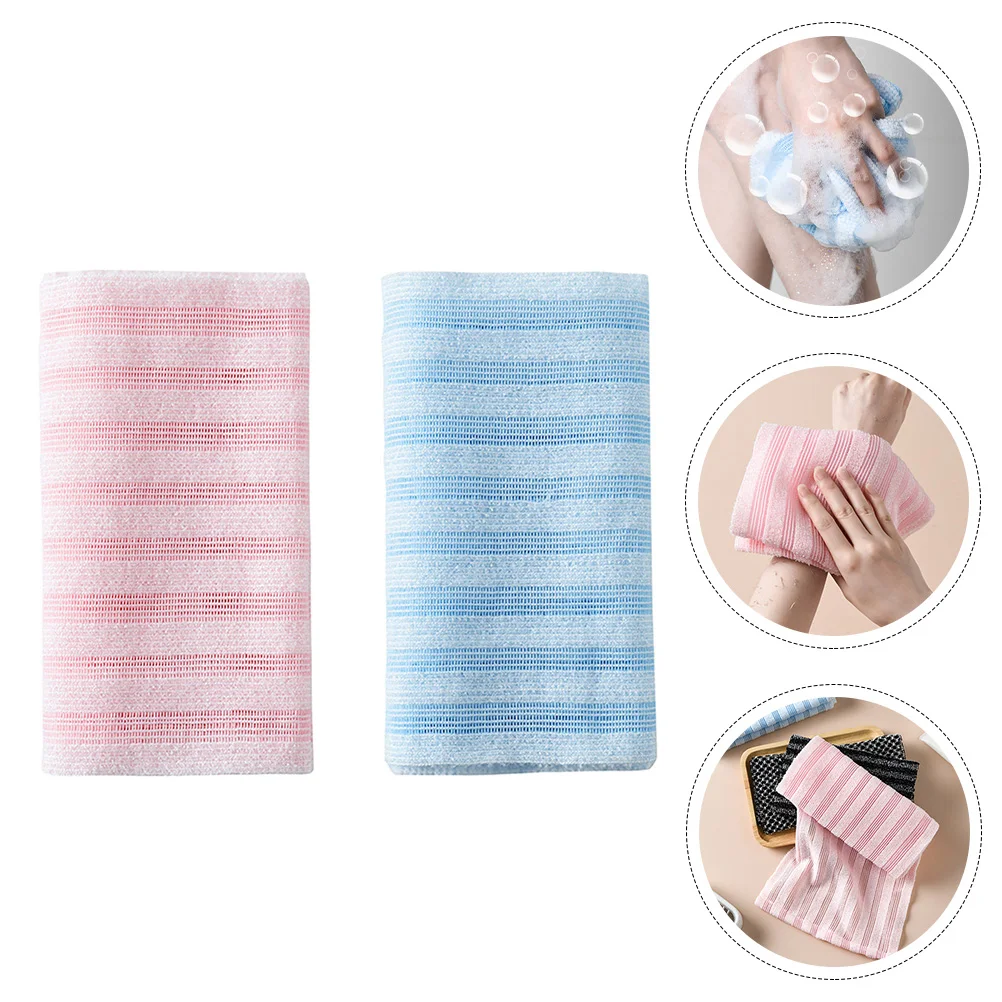 

2pcs Exfoliating Wipes Long Towel Sponge Bath Loofahs Wash Cloths Premium Polyester Fiber Durable Safe Fine Workmanship