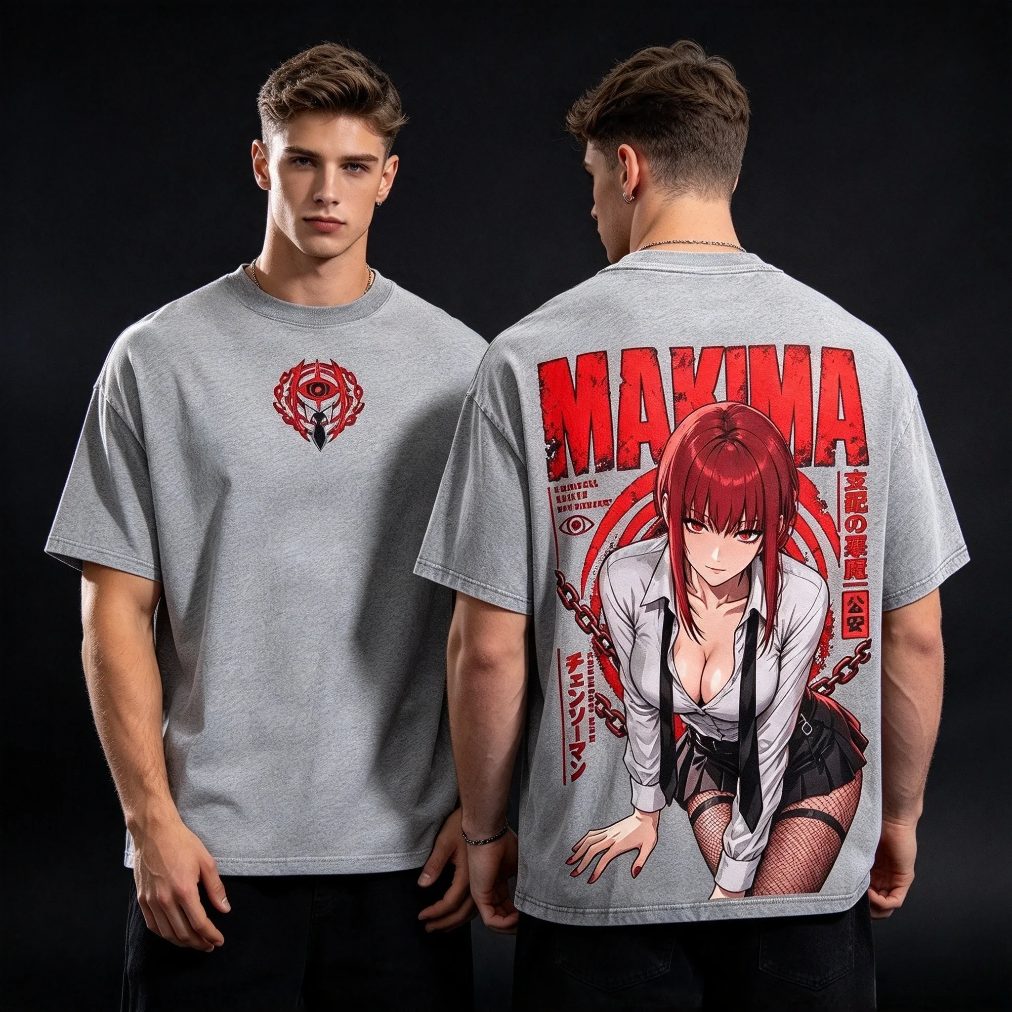New Electric Saw Man Marima Print Loose Cotton Short-sleeved T-shirt for Men and Women, Comfortable Round Neck Design