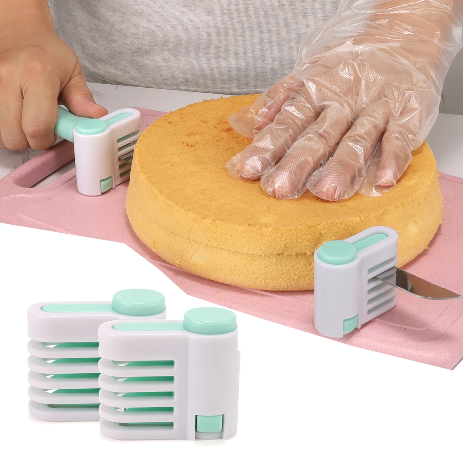 

2pcs Cake Slicer 5 Layers Adjustable DIY Bread Knife Splitter Cutting Leveler Toast Slicer Fixator For Kichen Bakeware Tool