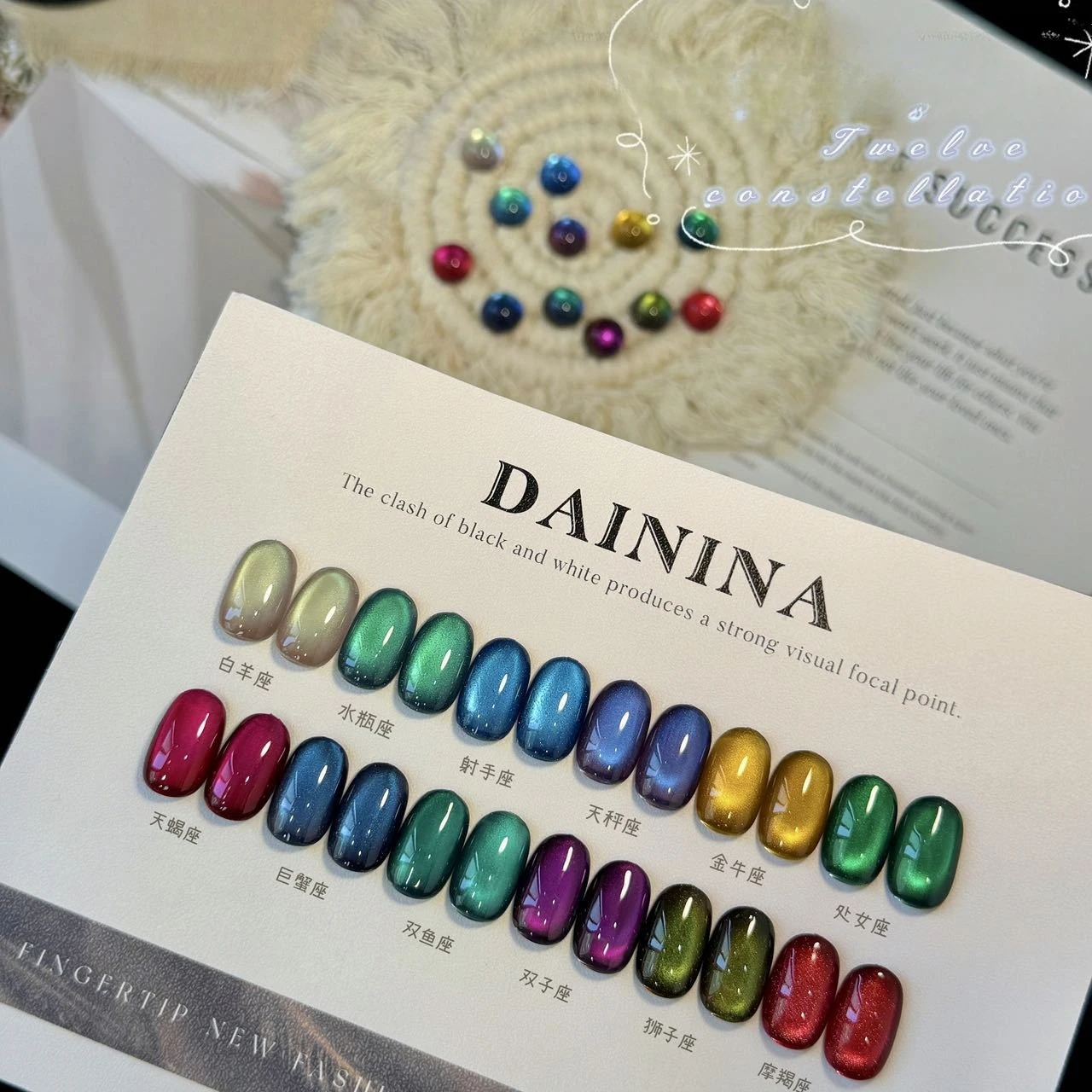 

Женский комплект для дизайна ногтей 2025 года, осенние и зимние стеклянные бусины, сверкающие, красочные, синие, фиолетовые, желтые, кошачий глаз, УФ/светодиодный гель-лак для ногтей