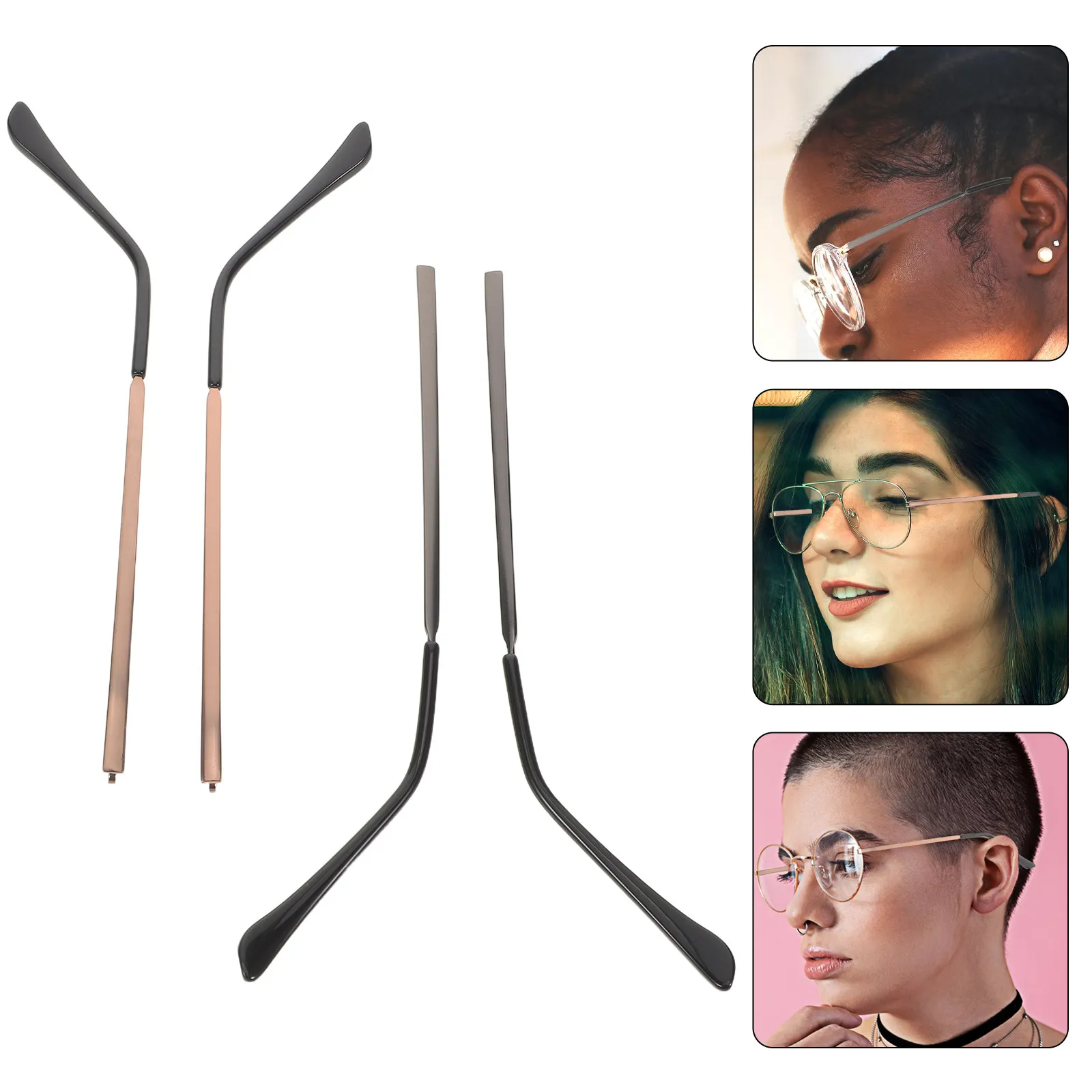 2Pair Eyeglass Replacement Accessories Metal Arms for Quick Repair Universal Spectacle Temple Tips Eyeglass Parts