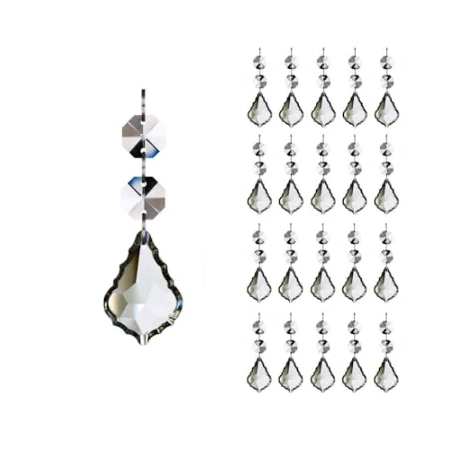 Maple Leaf 20pcs Crystal Chandelier Prisms Replacement Pendant Parts, Hanging Crystals Beads for Chandelier Wedding Decoration
