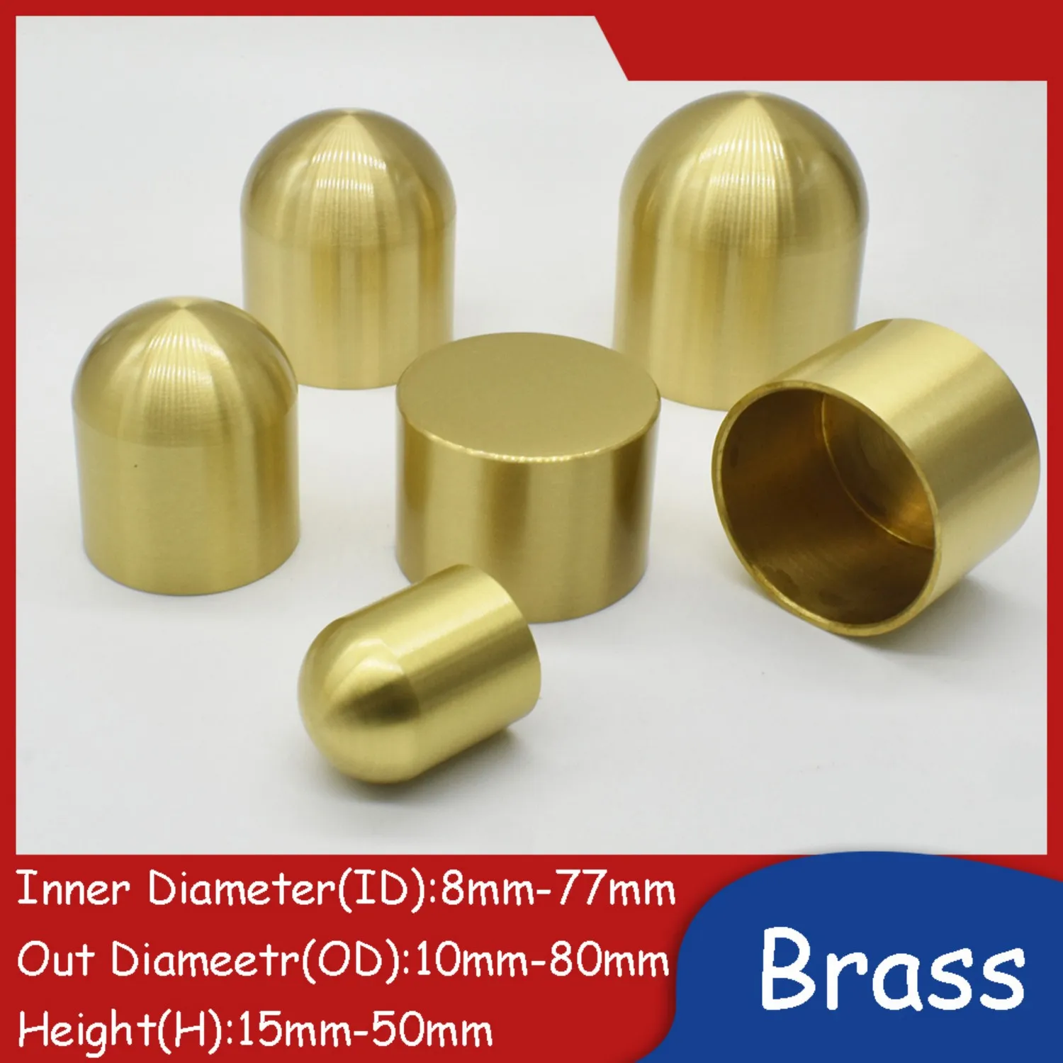 Brass End Caps Mainly Used for DIY Furniture DIY Projects Flat-bottomed / Round-bottomed 8mm-77mm Inner Diameter