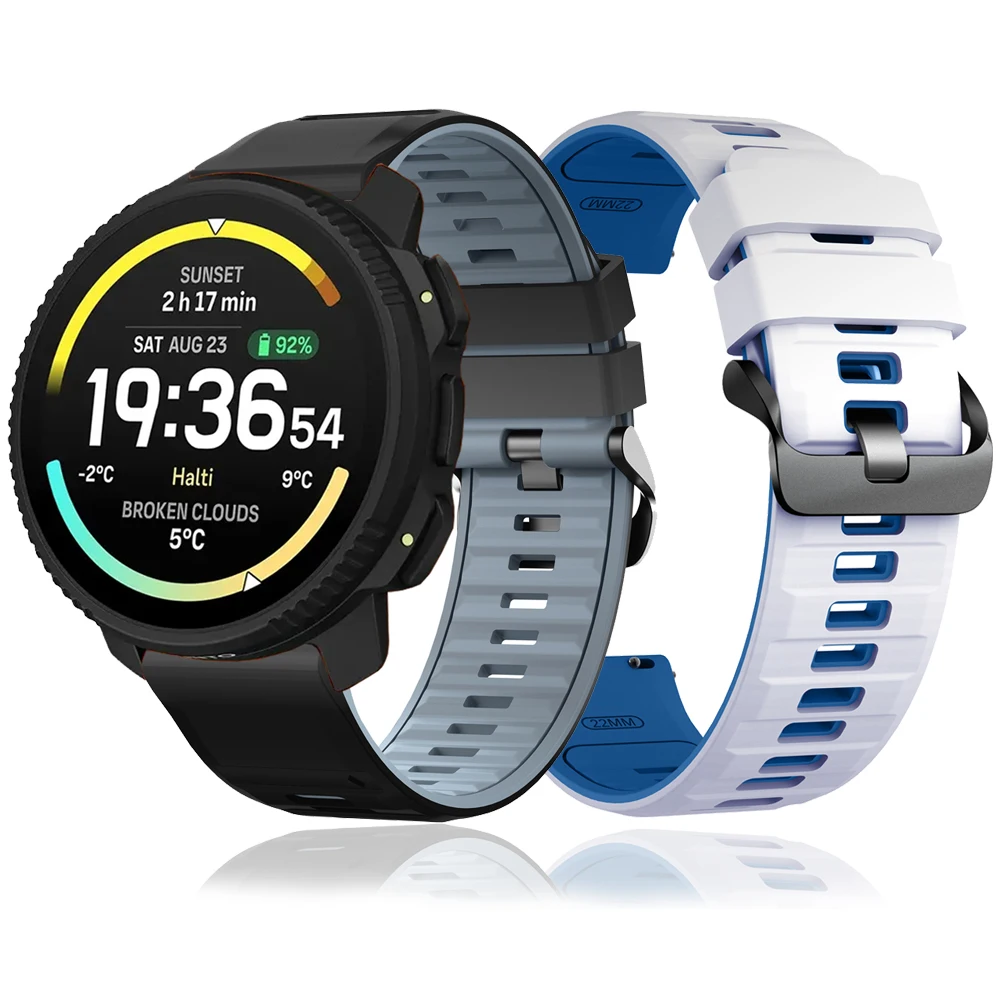 22mm Silikonarmband für Suunto Vertical 2/5 9 PEAK PRO/Ocean/RACE 2 S RUN Sportband für Zeblaze Stratos 4 Vibe 8 7 Pro Armband
