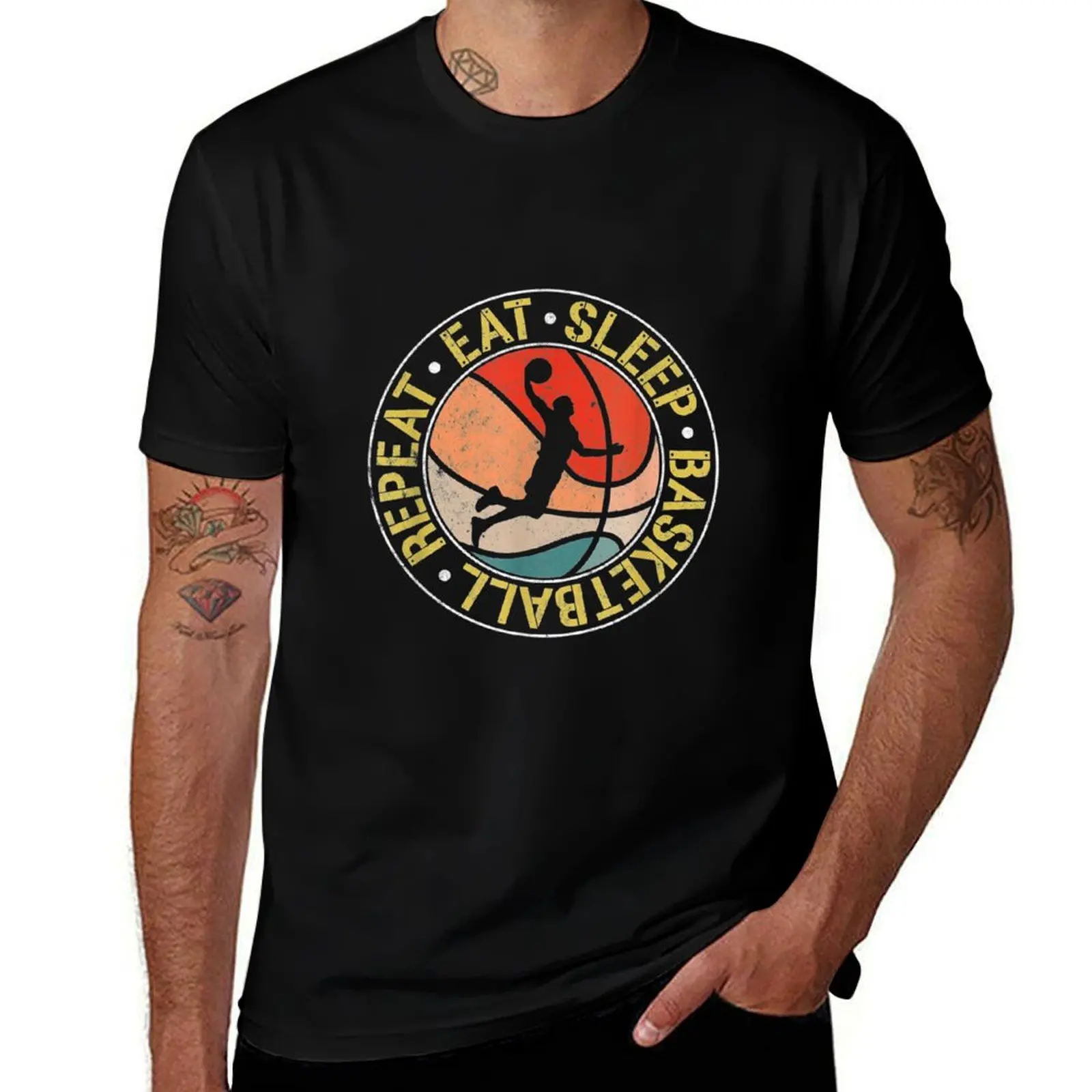 eat sleep basketball repeat T-Shirt Breathable Gym Short Sleeve T-Shirt