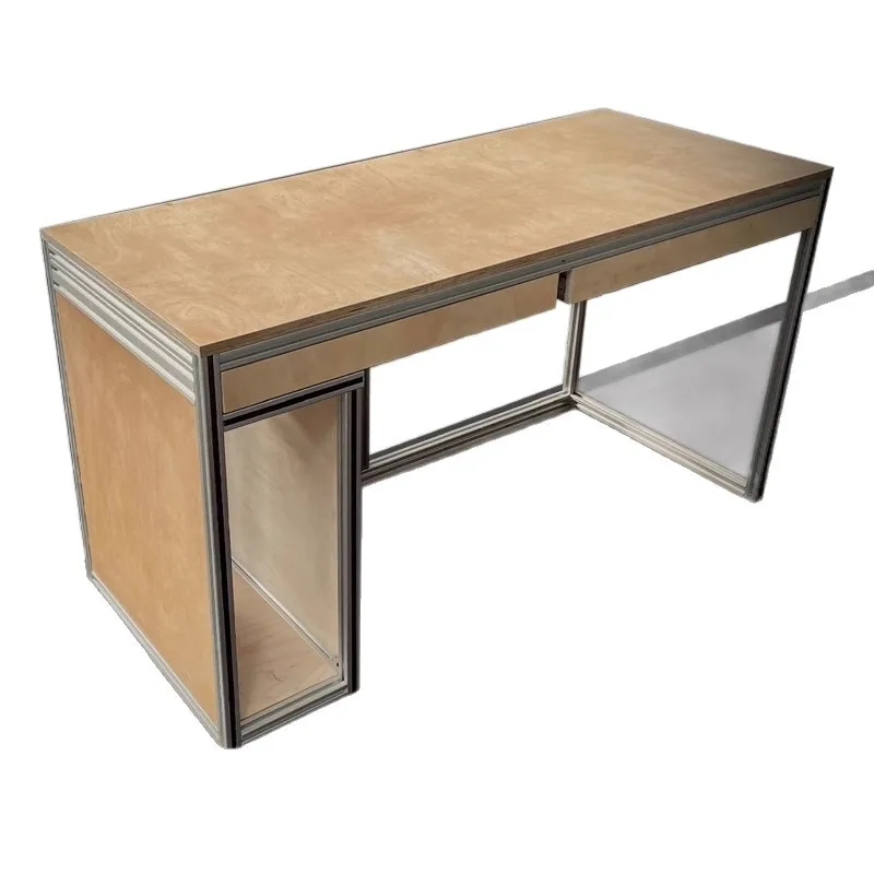 Long Modern Desk Home Work Writing Bedroom Aluminum Profile Computer Solid Wood Student