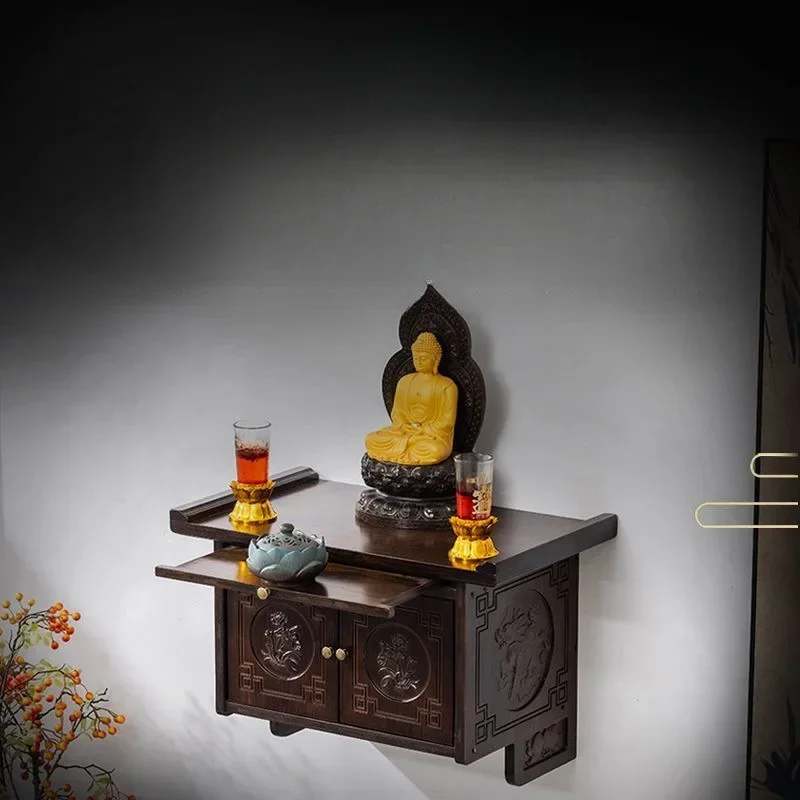 DSA shrine wall-mounted Buddhist shrine rack, God of Wealth placement cabinet, household offering table, incense case, offering
