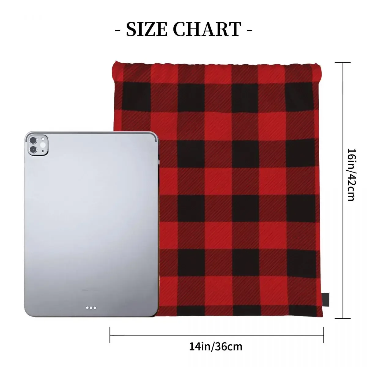 Country Christmas Cottage Primitive Lumberjack Buffalo Plaid Backpacks Drawstring Bags Drawstring Bundle Pocket Sports BookBag