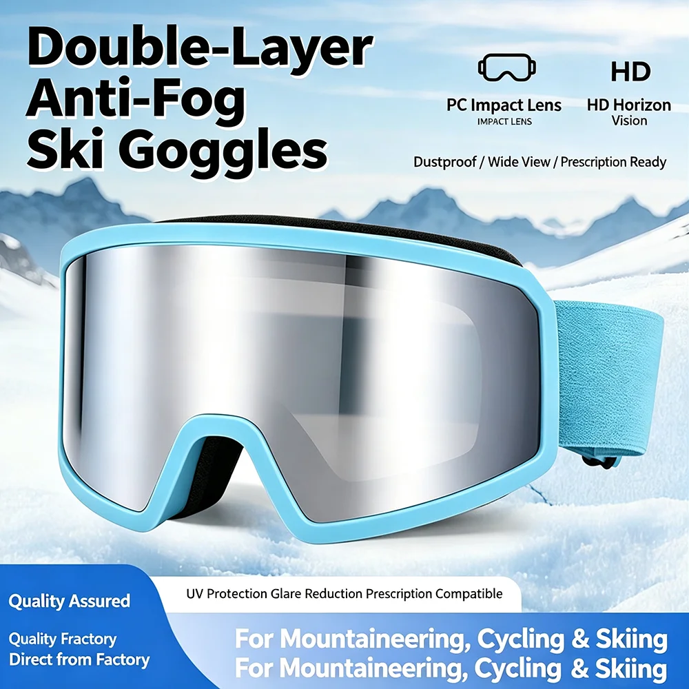 Brand New Double Layers Anti-fog Ski Goggles Men Women Snow Snowboard Glasses Snowmobile Mask Outdoor Sport Eyewear