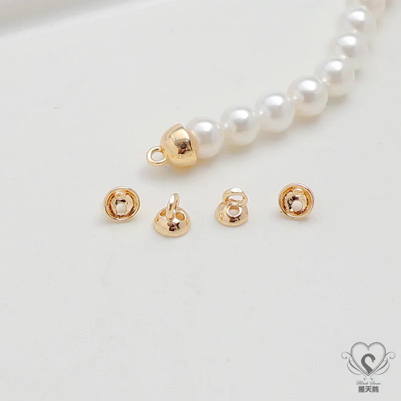 14K Gold-plated White K Double-hole Closed Ring Pearl Support Cap Connecting Ring Pendant Finishing Jewelry DIY Accessories