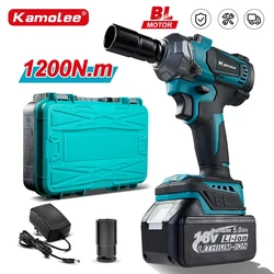 Kamolee 1200N.M Torque Brushless Electric Impact Wrench 1/2 1/4 In Lithium-Ion Battery For Makita 18V Battery