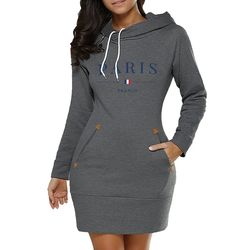 Women’s Midi Dresses Casual Daily Autumn Winter Simplicity Comfort Fashion Slim Fit Pocket Hoodies Collar Zipper Design Quality